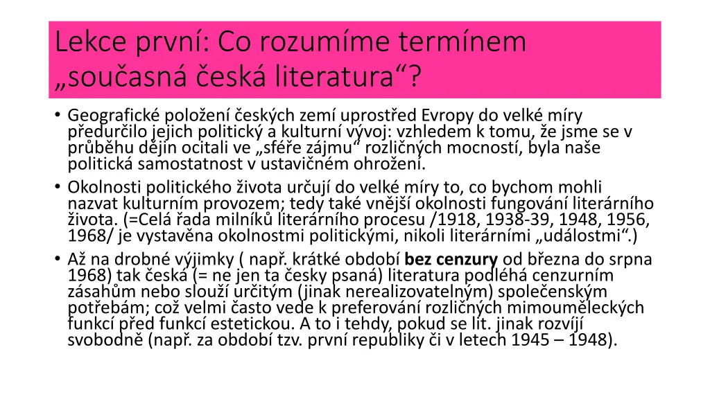 lekce prvn co rozum me term