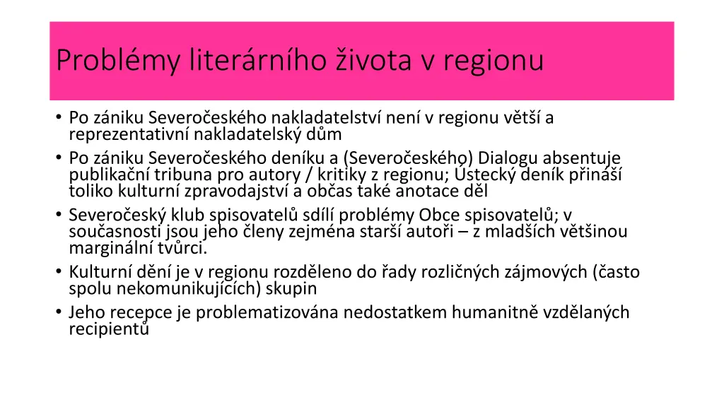 probl my liter rn ho ivota v regionu