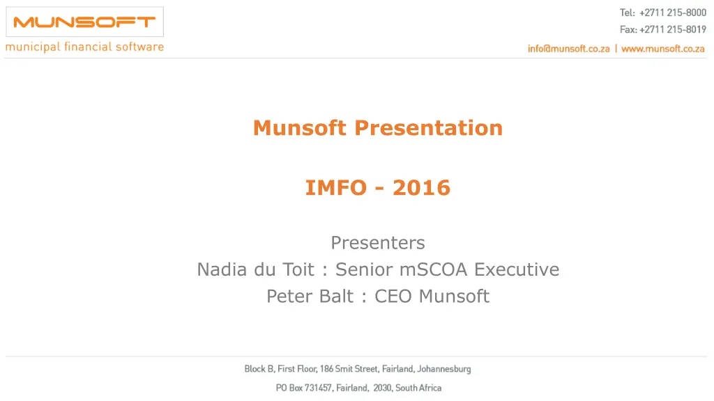 munsoft presentation