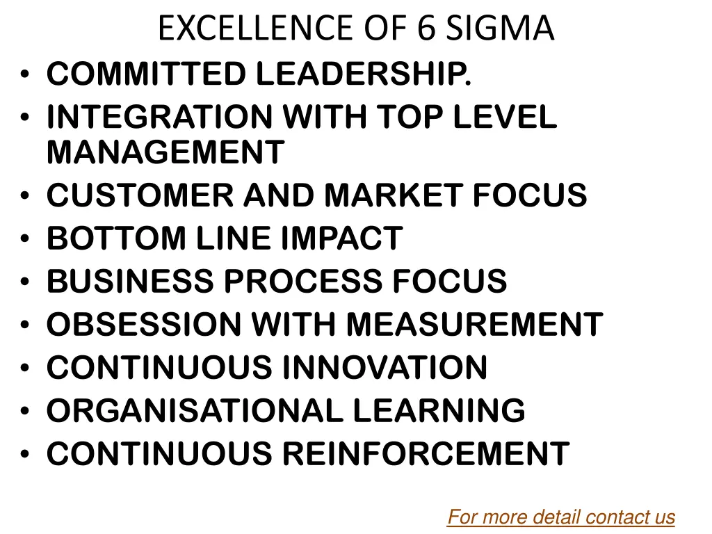 excellence of 6 sigma committed leadership