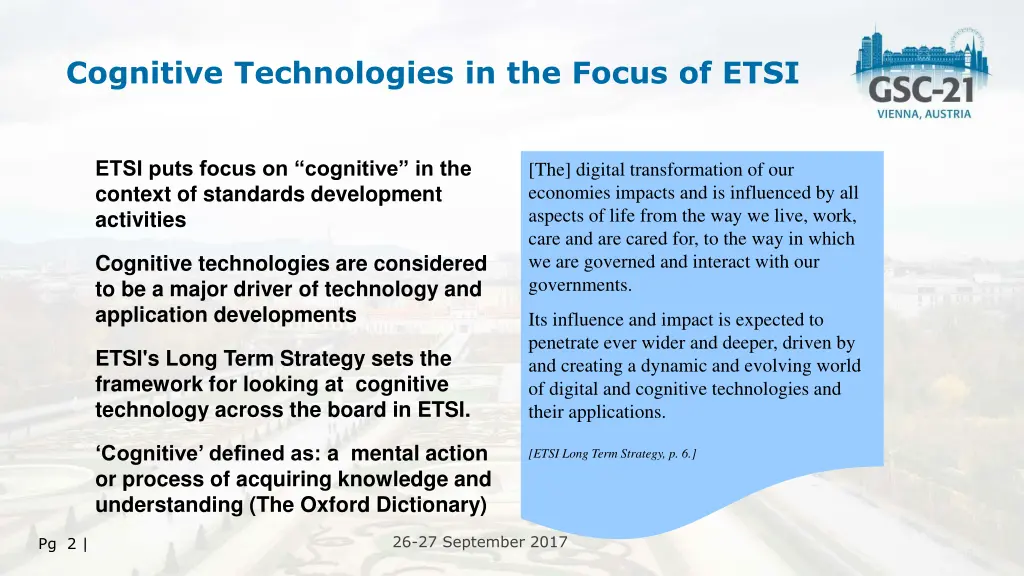 cognitive technologies in the focus of etsi