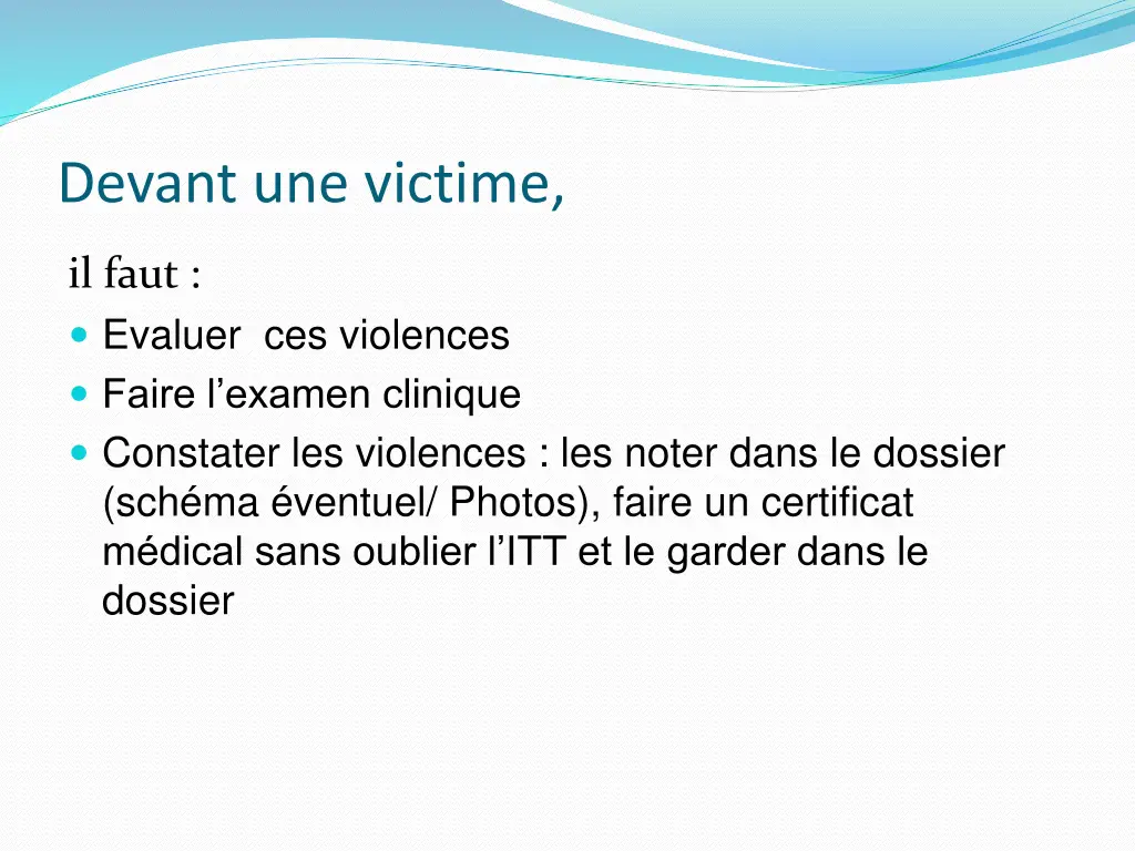 devant une victime