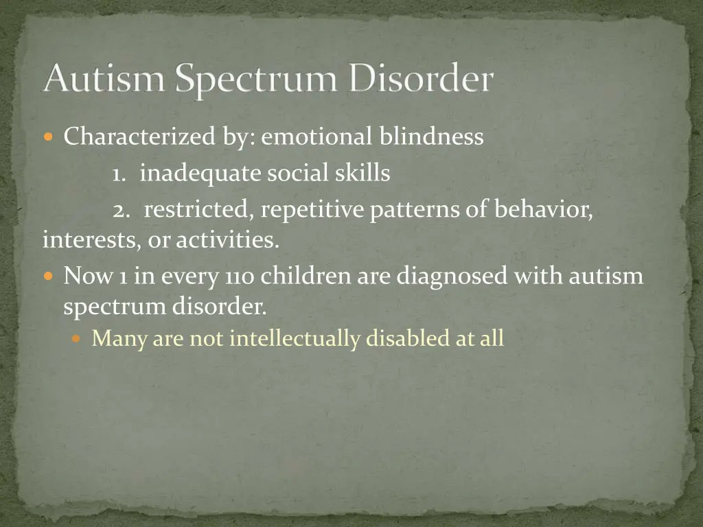 autism spectrum disorder
