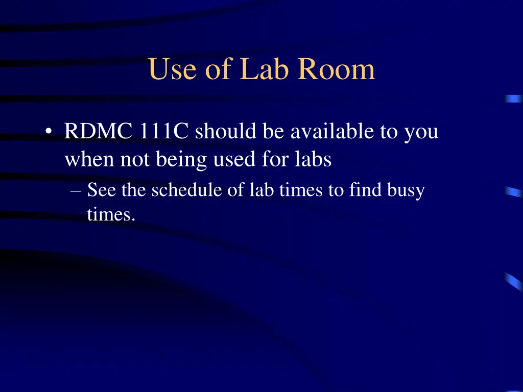 use of lab room
