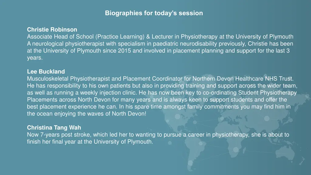 biographies for today s session