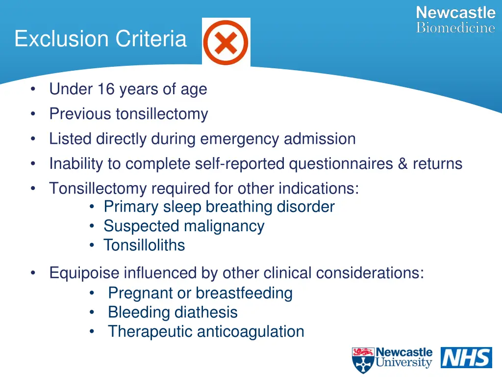 exclusion criteria