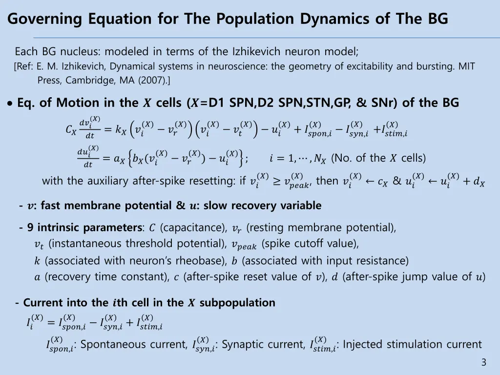 governing equation for the population dynamics