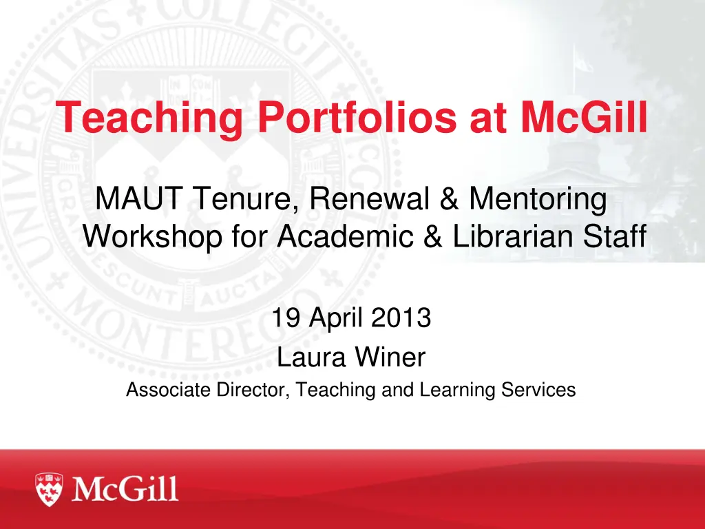 teaching portfolios at mcgill