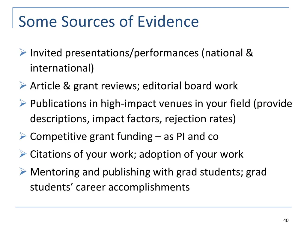 some sources of evidence
