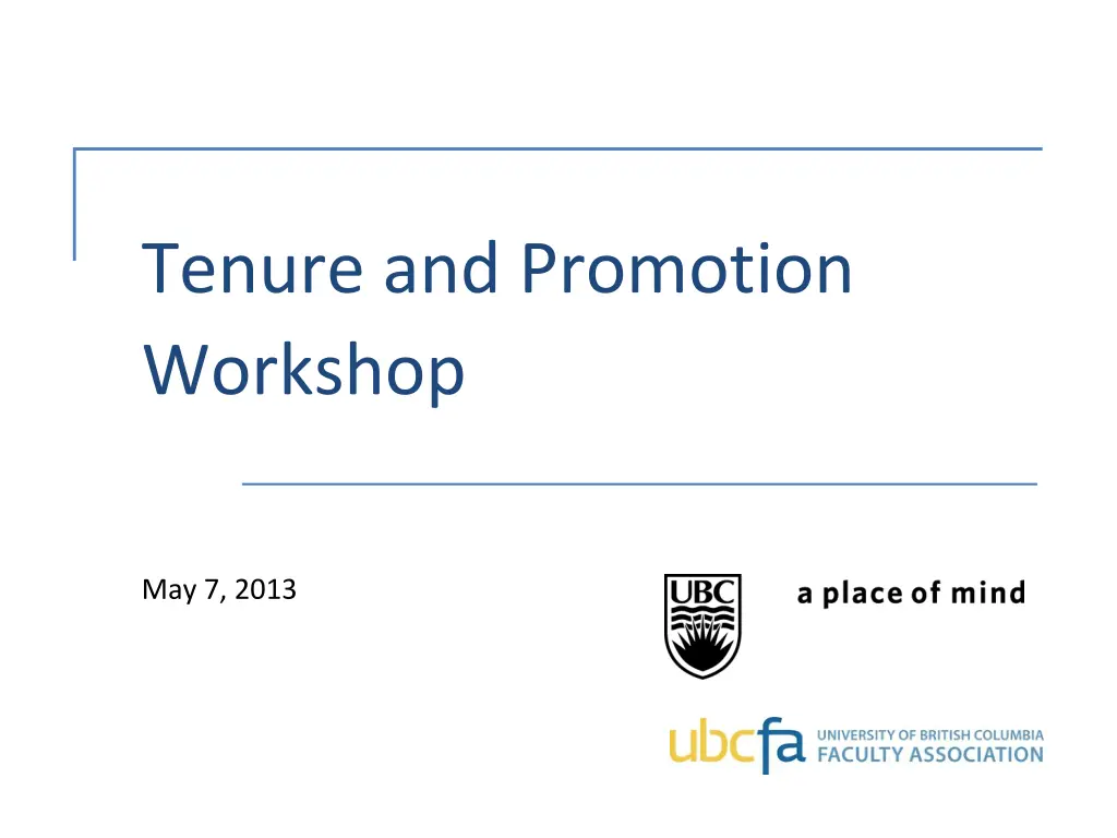 tenure and promotion workshop