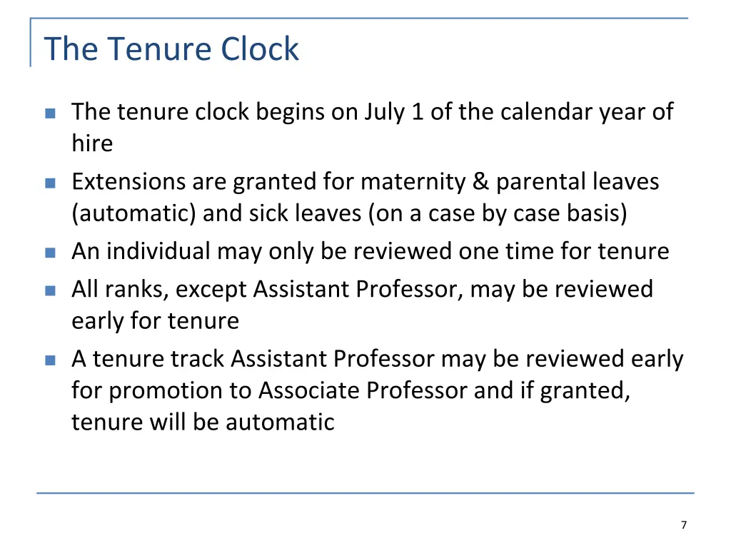 the tenure clock