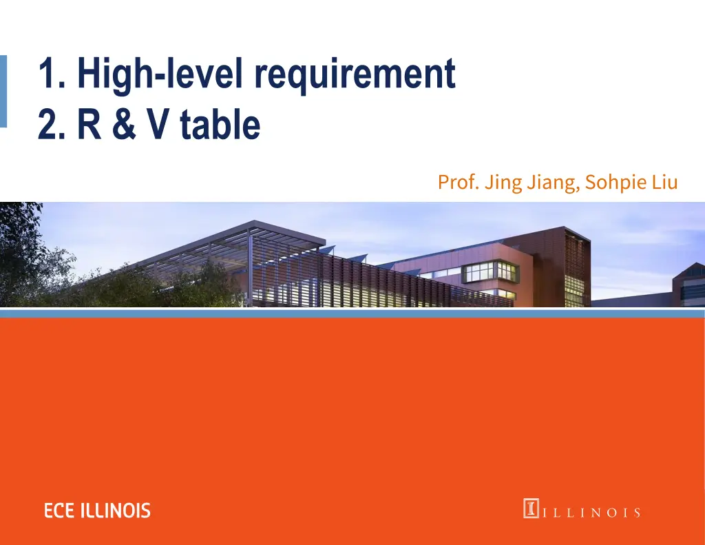 1 high level requirement 2 r v table