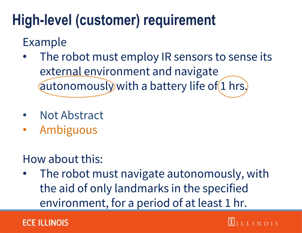 high level customer requirement example the robot 1