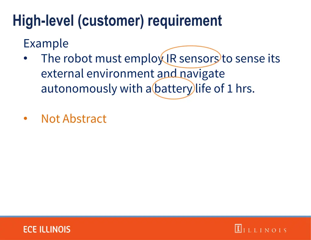 high level customer requirement example the robot