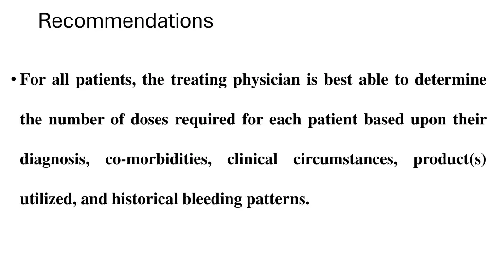 recommendations