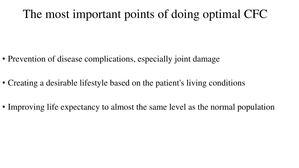 the most important points of doing optimal cfc