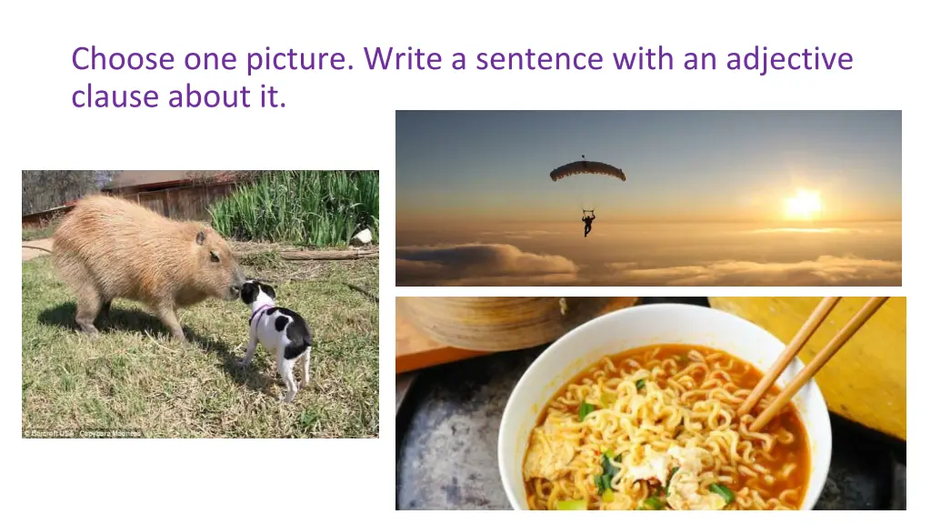 choose one picture write a sentence with 1