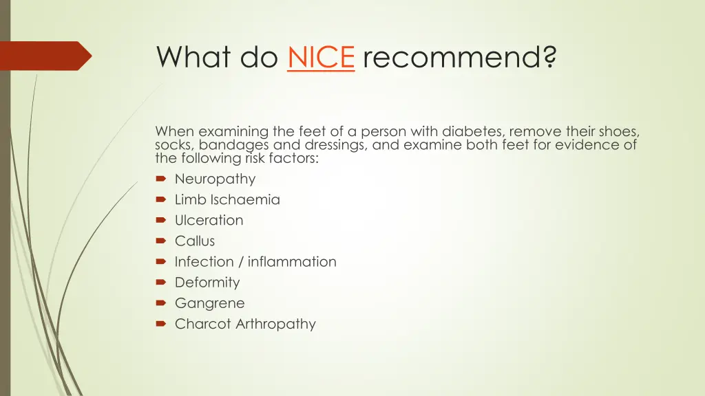 what do nice recommend