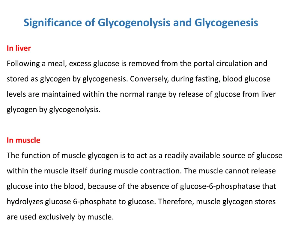 significance of glycogenolysis and glycogenesis