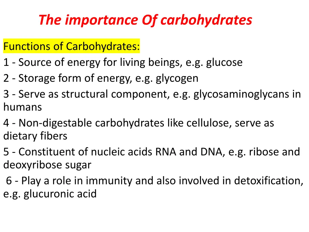 the importance of carbohydrates