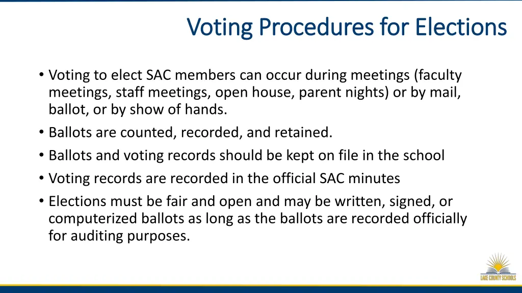 voting procedures voting procedures for elections