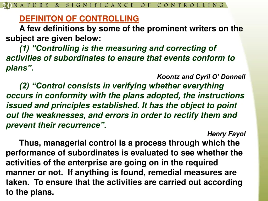 definiton of controlling a few definitions