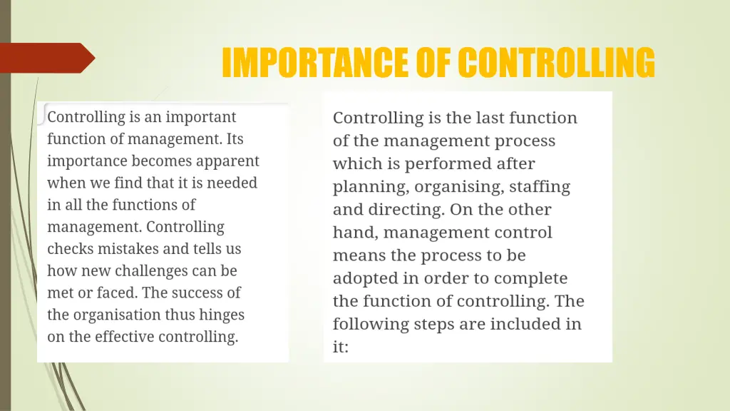 importance of controlling