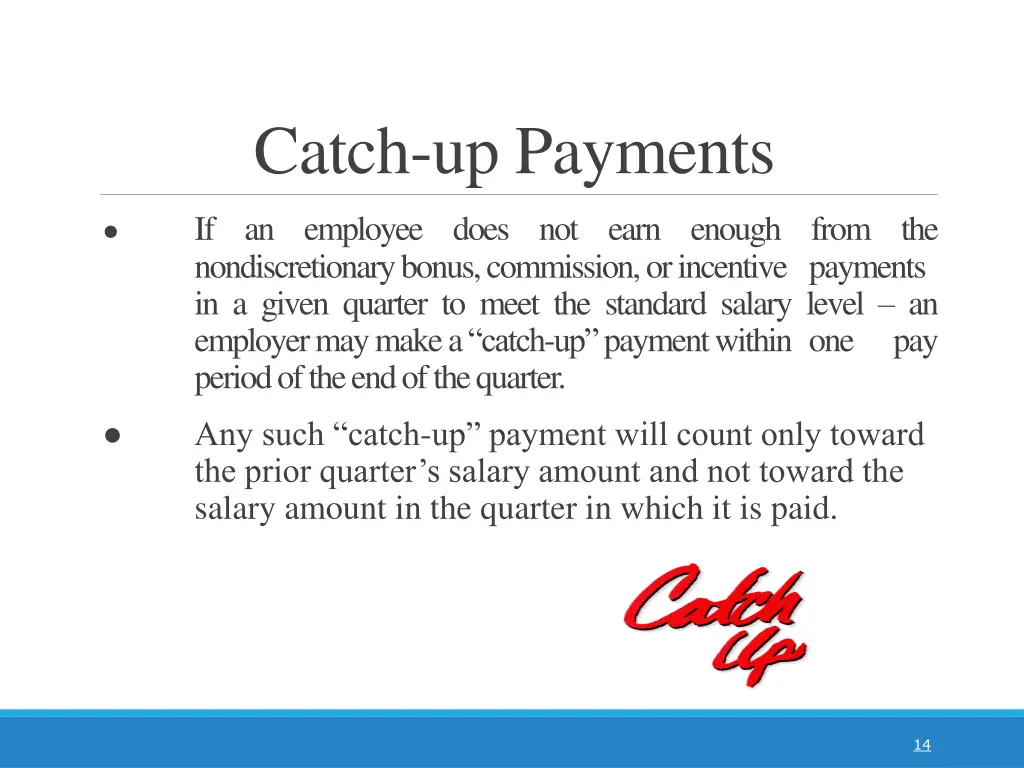 catch up payments
