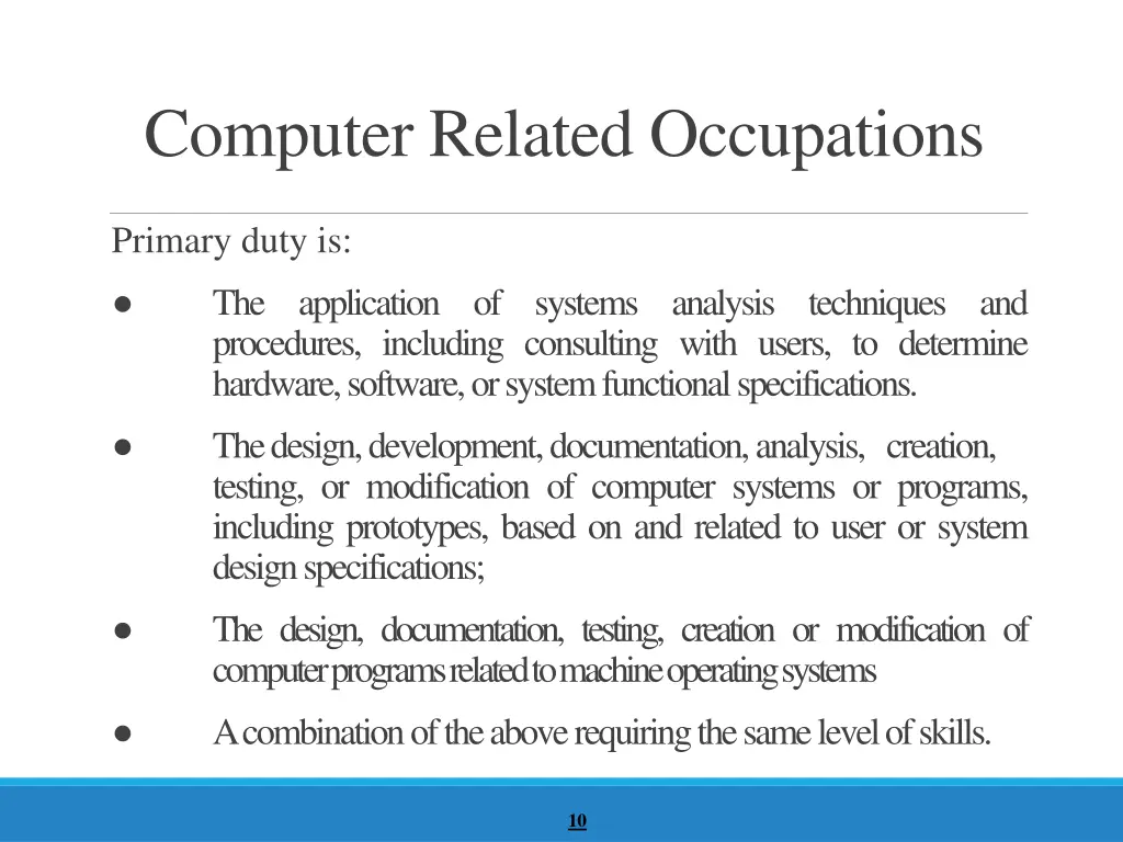 computer related occupations