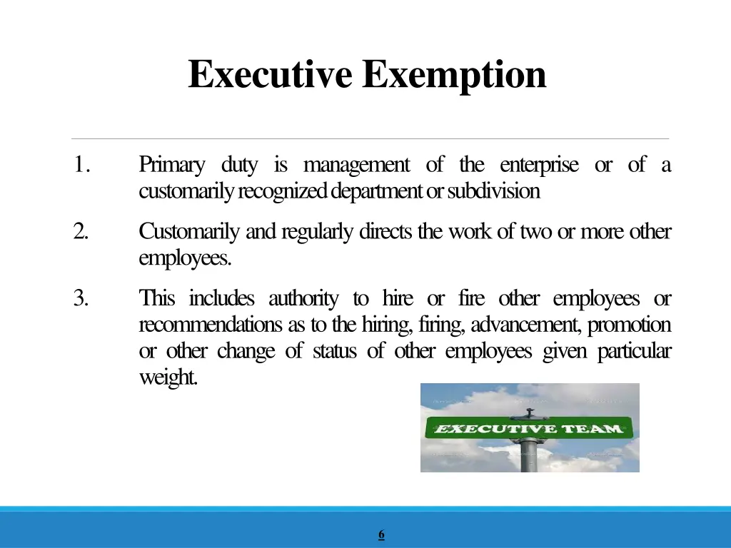 executive exemption