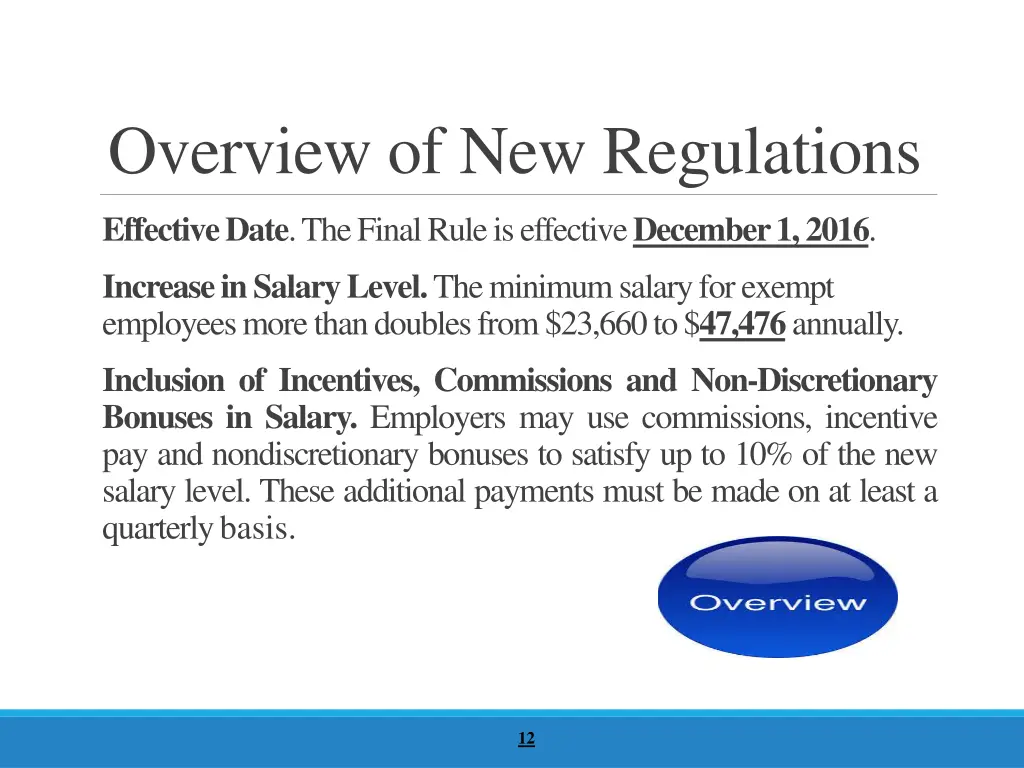 overview of new regulations