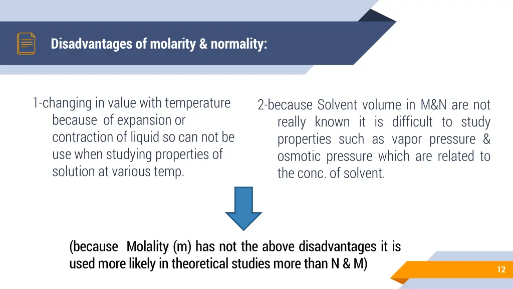 disadvantages of molarity normality