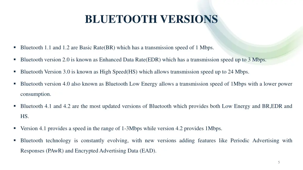 bluetooth versions