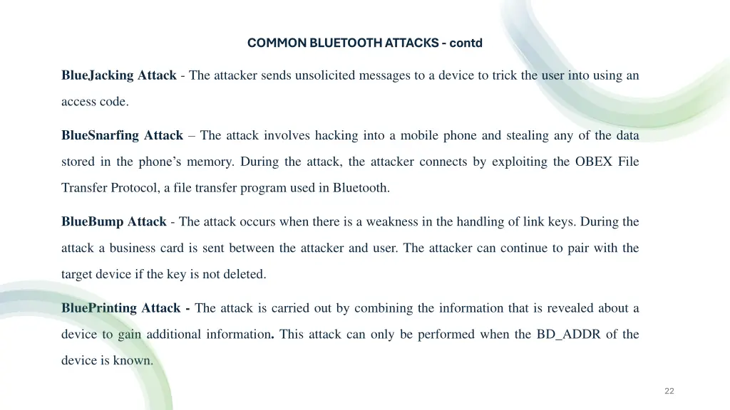 common bluetooth attacks contd
