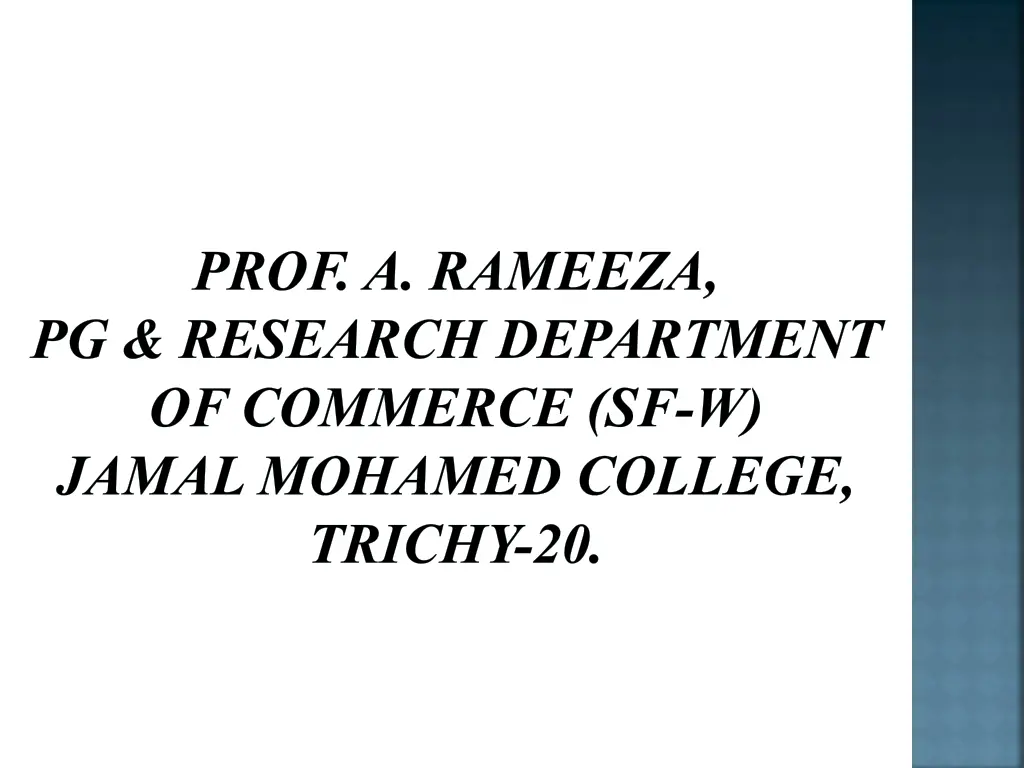 prof a rameeza pg research department of commerce