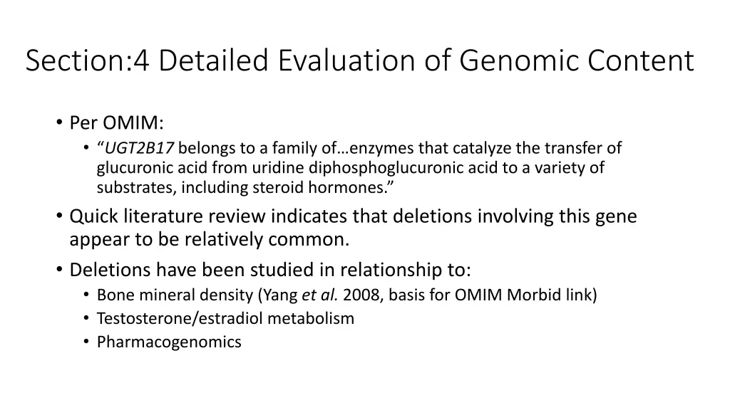 section 4 detailed evaluation of genomic content 1