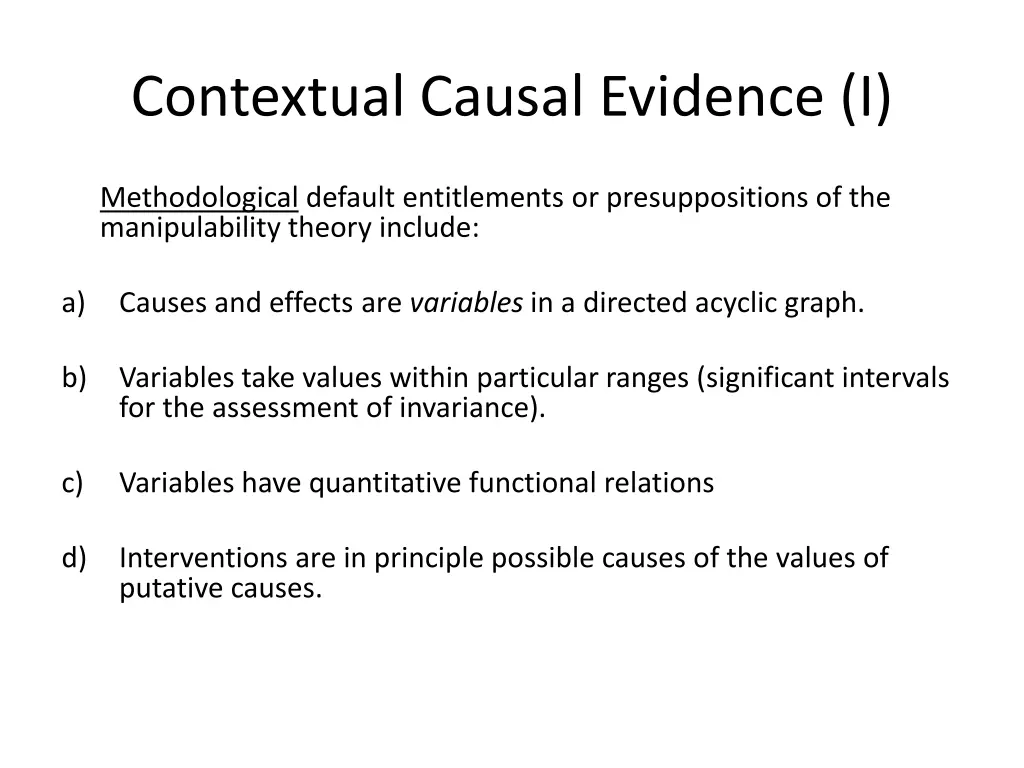 contextual causal evidence i