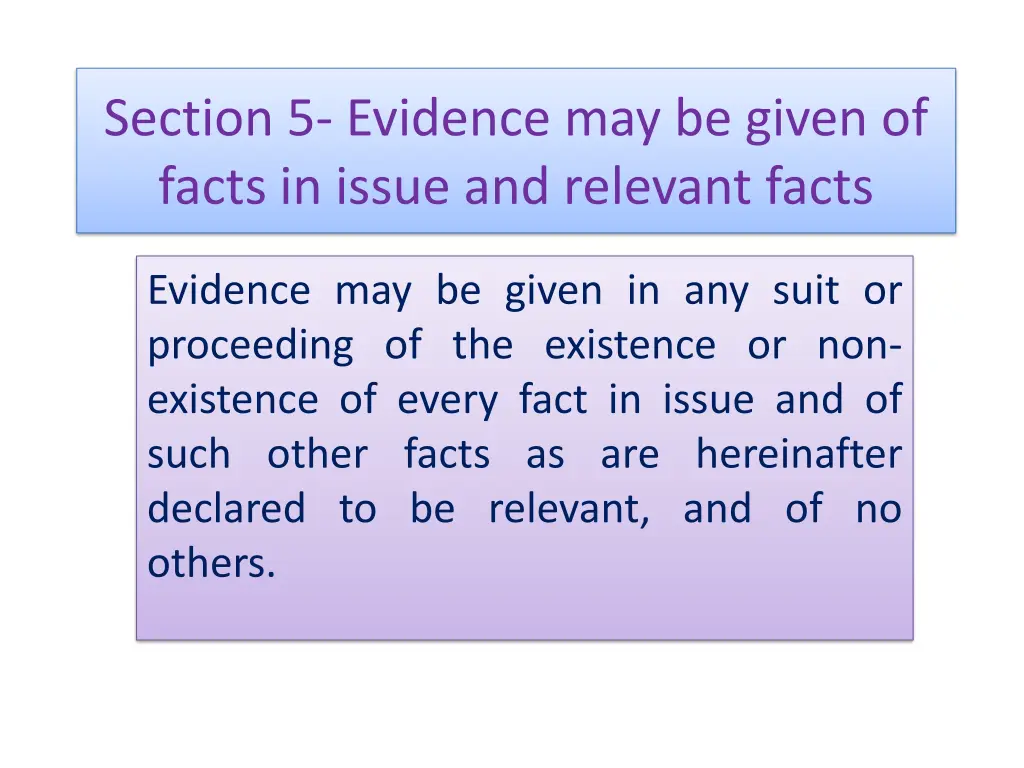 section 5 evidence may be given of facts in issue