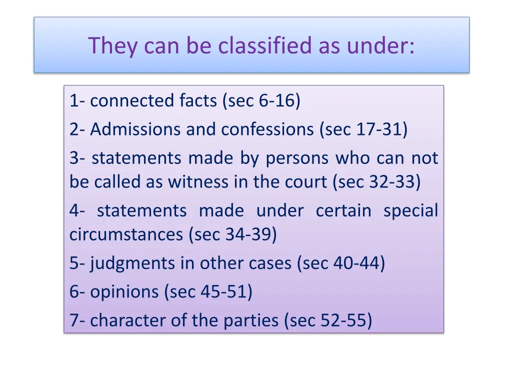 they can be classified as under