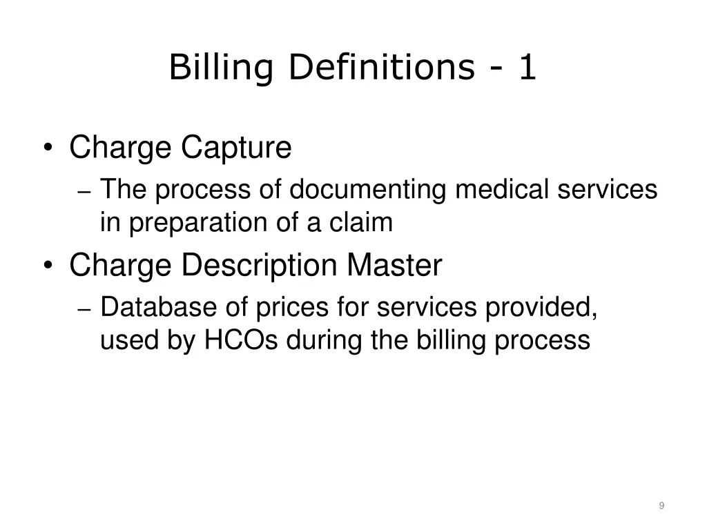 billing definitions 1