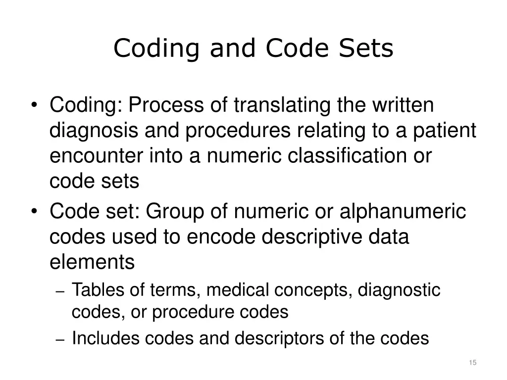 coding and code sets
