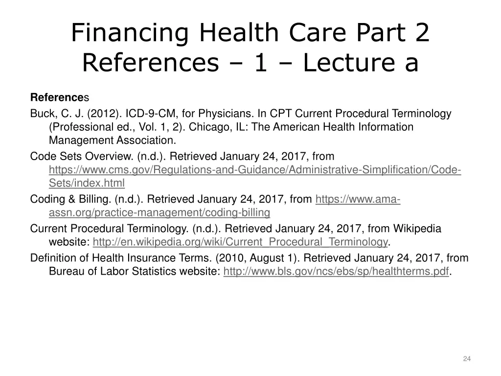financing health care part 2 references 1 lecture