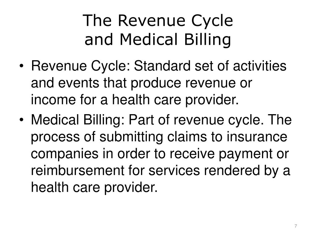 the revenue cycle and medical billing