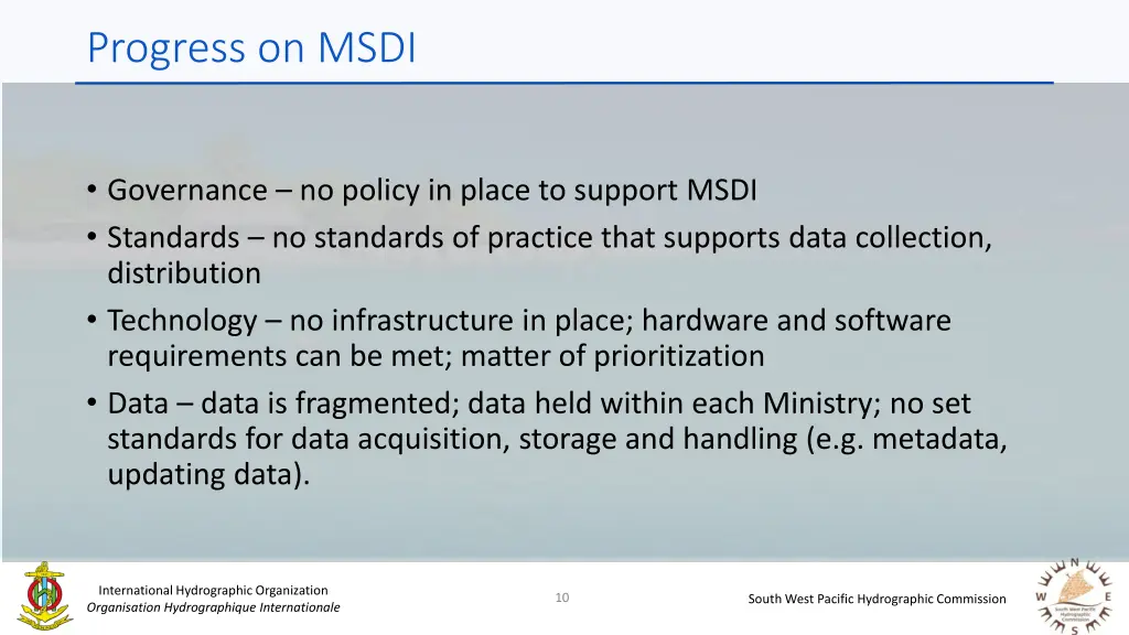 progress on msdi