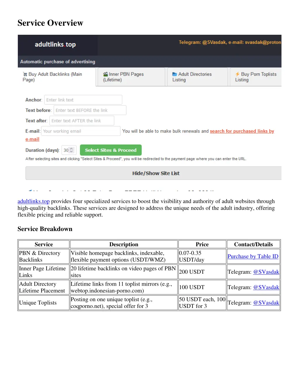 service overview