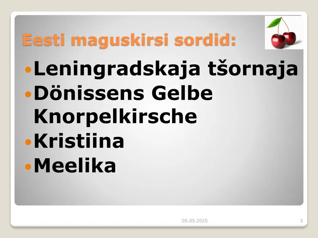 eesti maguskirsi sordid leningradskaja t ornaja