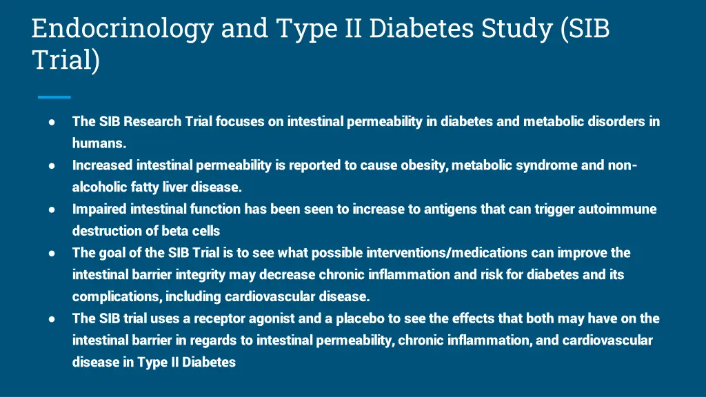 endocrinology and type ii diabetes study sib trial 1