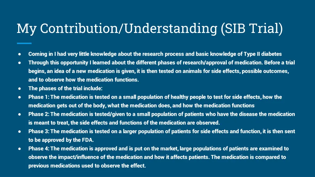 my contribution understanding sib trial