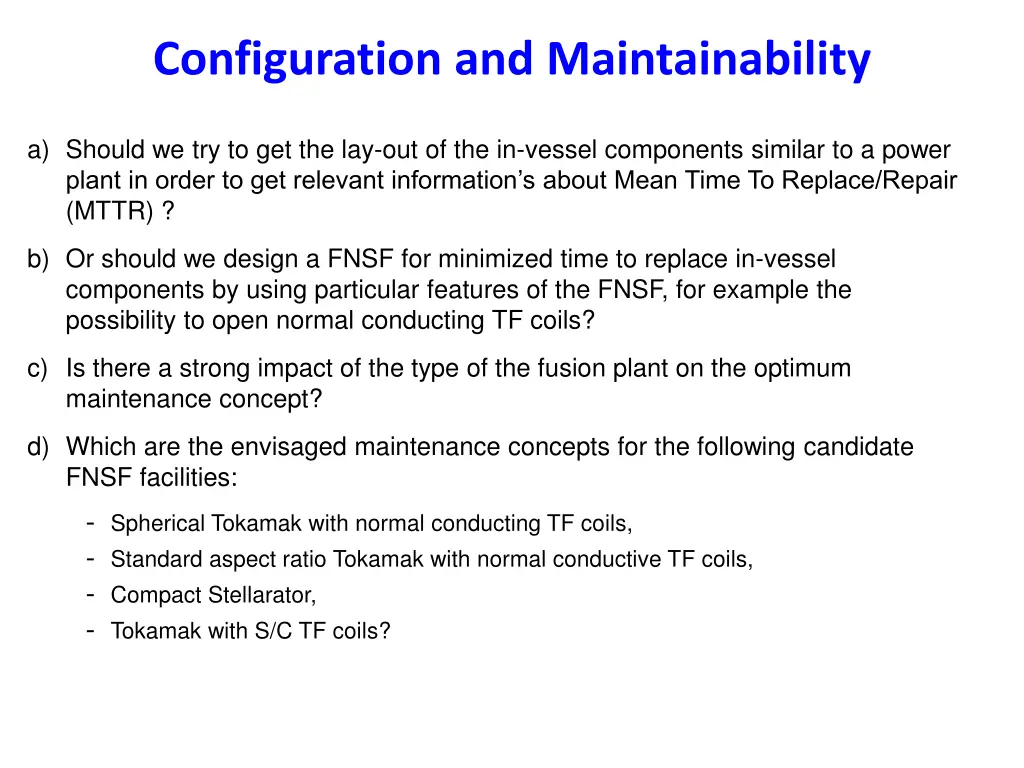 configuration and maintainability