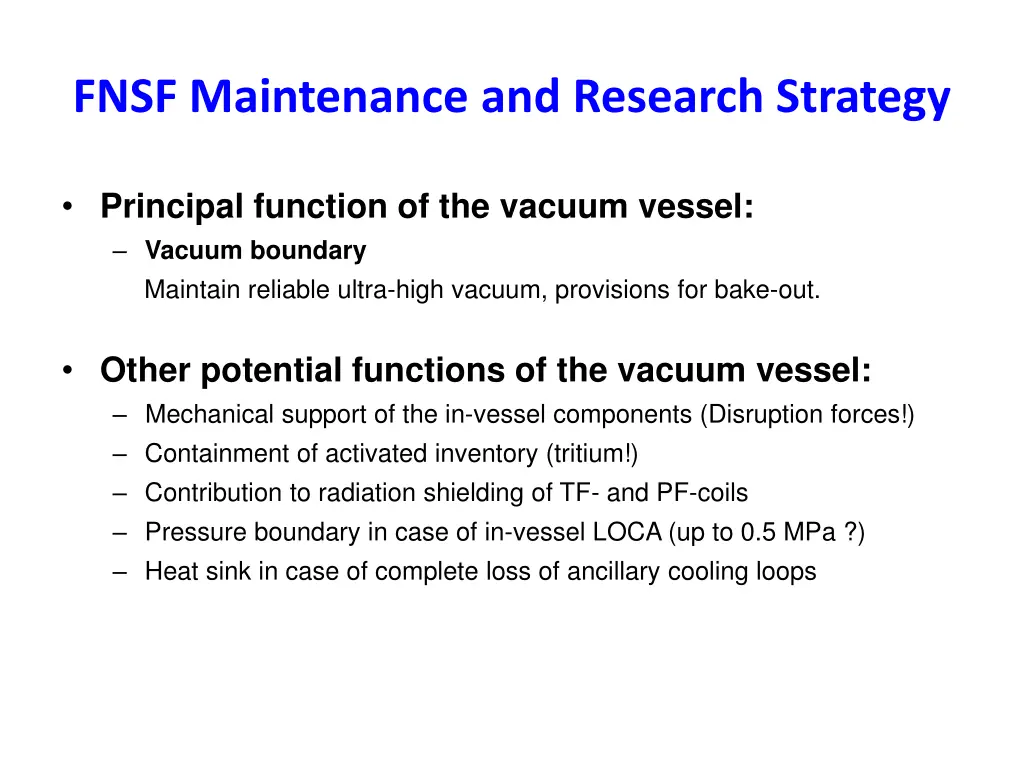 fnsf maintenance and research strategy 1
